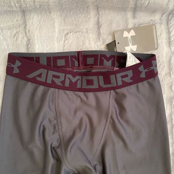 Under armour New youth L heatgear fitted pull on leggings grey & purple - Picture 3 of 7